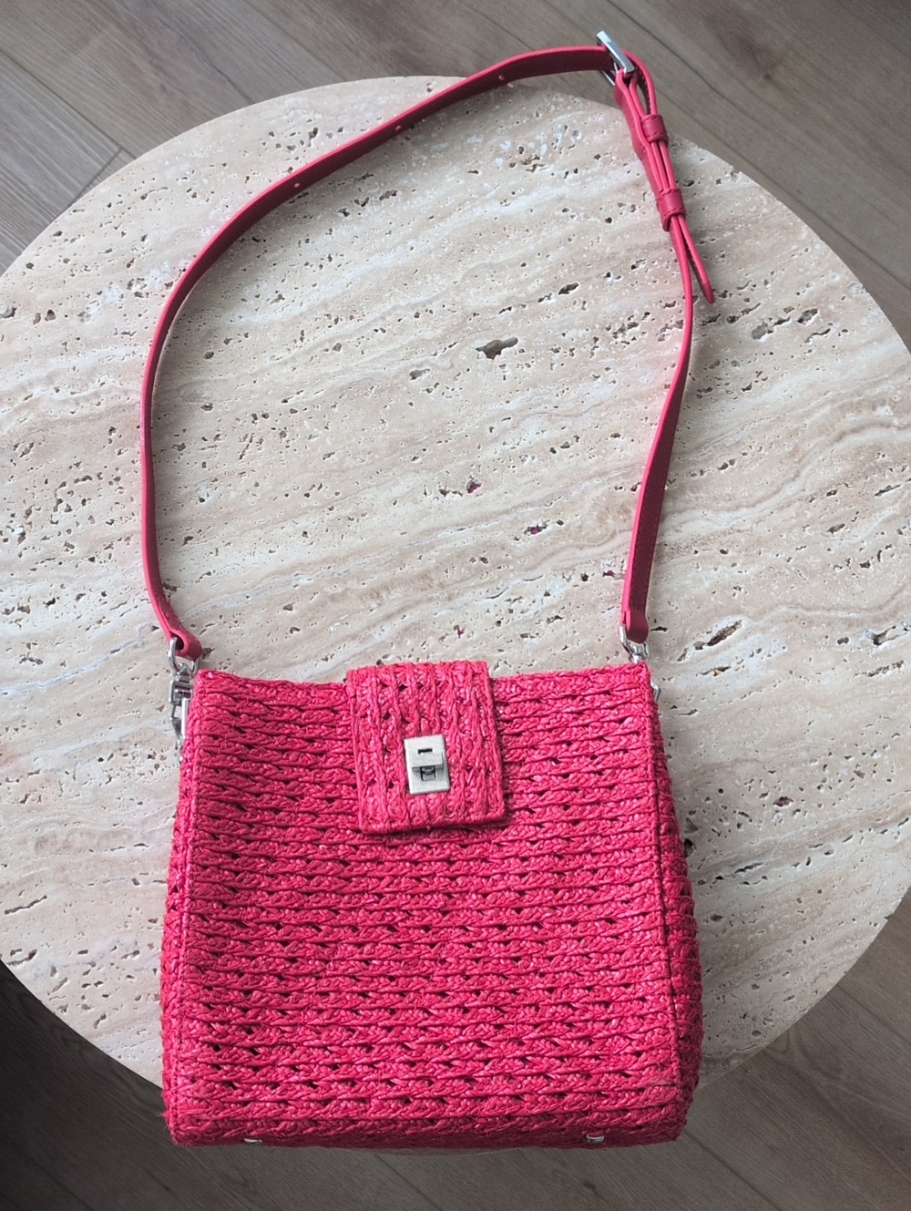 Eric Javits Reddish Pink Woven Purse